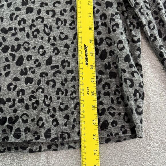 Rails Top Womens S Black Cheetah Print Stretch Linen V-Neck Long Sleeve Casual - Picture 5 of 9